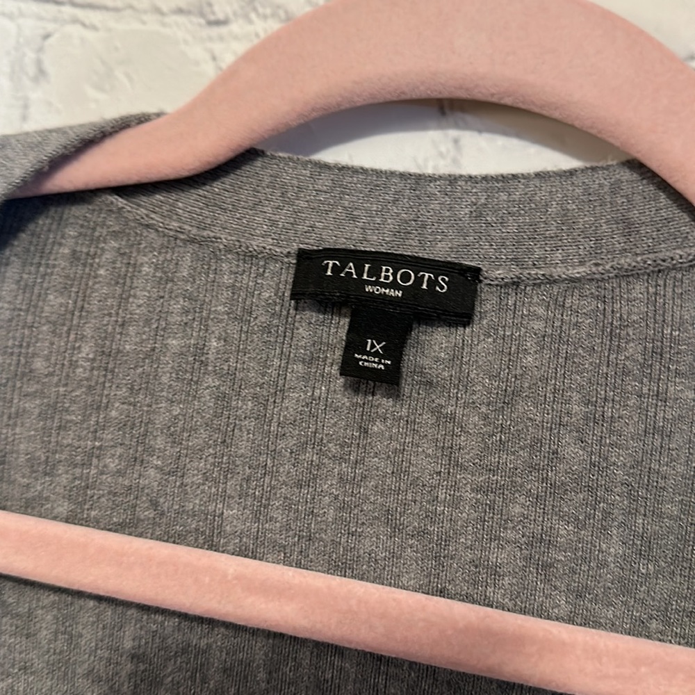 Talbots 1X Grey Ribbed Open Cardigan - Picture 3 of 6
